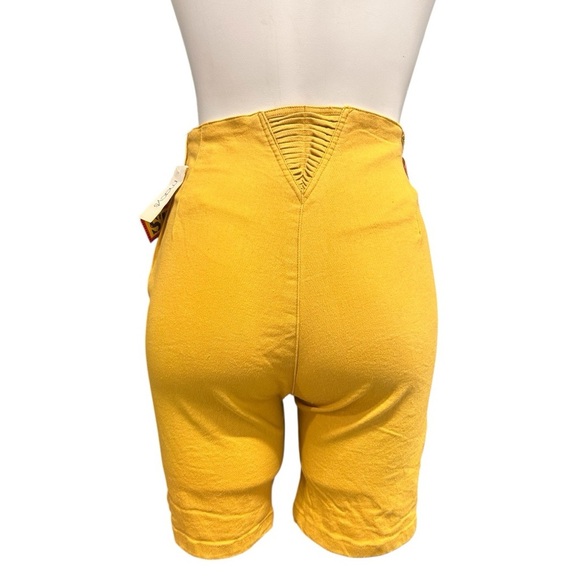 Vintage 90s Jordache Yellow High-Waisted Stretch Denim Shorts Juniors Size 7/8 - Picture 5 of 9